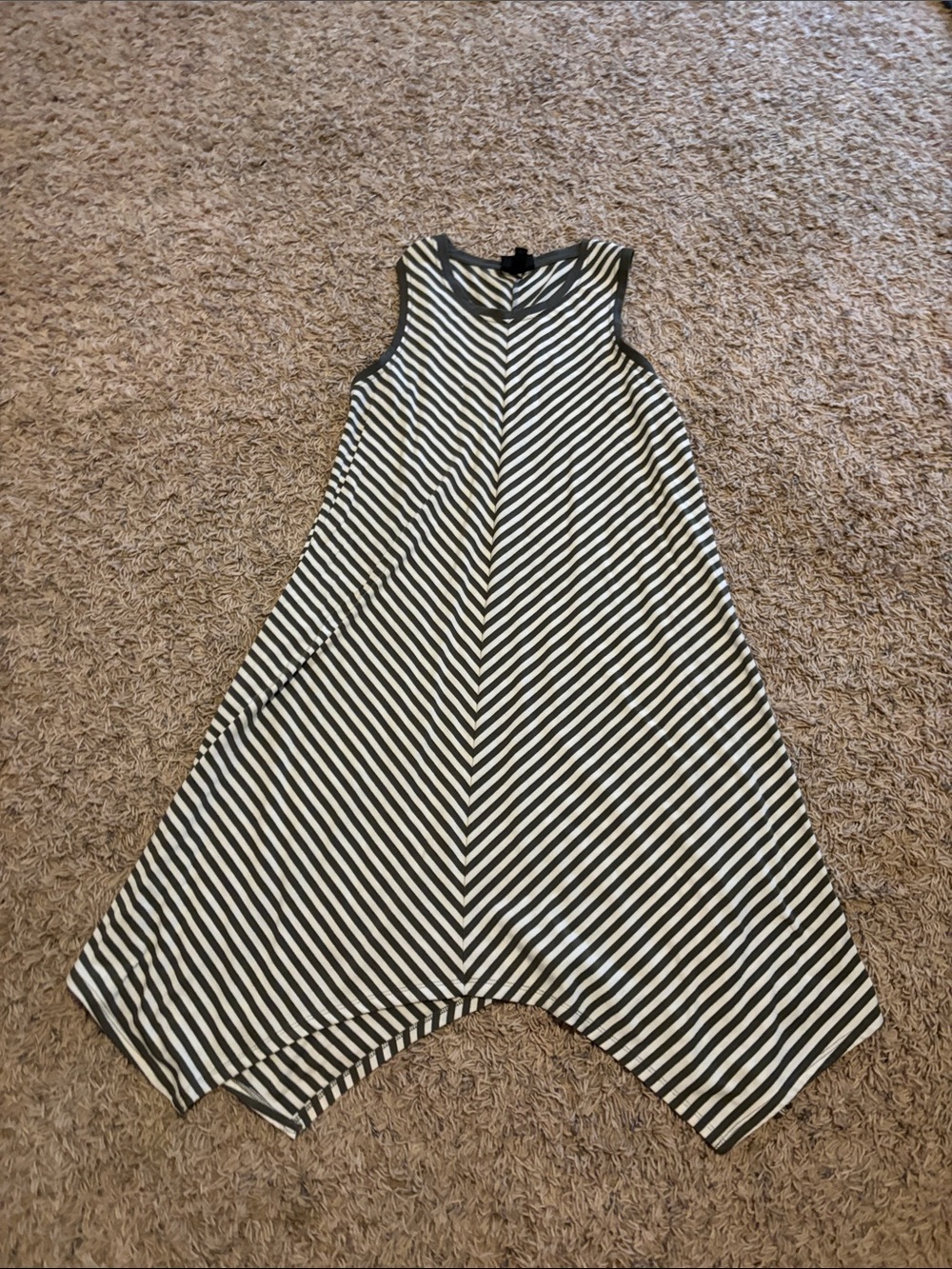 We The Free Olive Green & White Striped Crewneck Tank